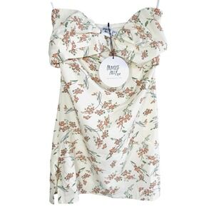 Princess Polly Cream Floral Mini Dress with Peach Flowers